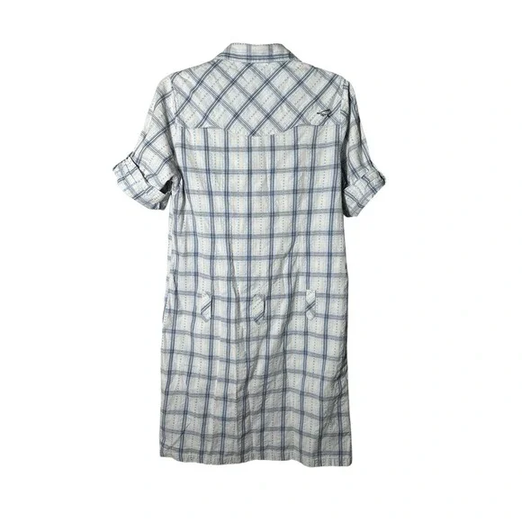 Horny‎ Toad 100% Cotton Snap Cuffed 3/4 Sleeves Medium Plaid Dress #EF3-4 - Picture 7 of 12